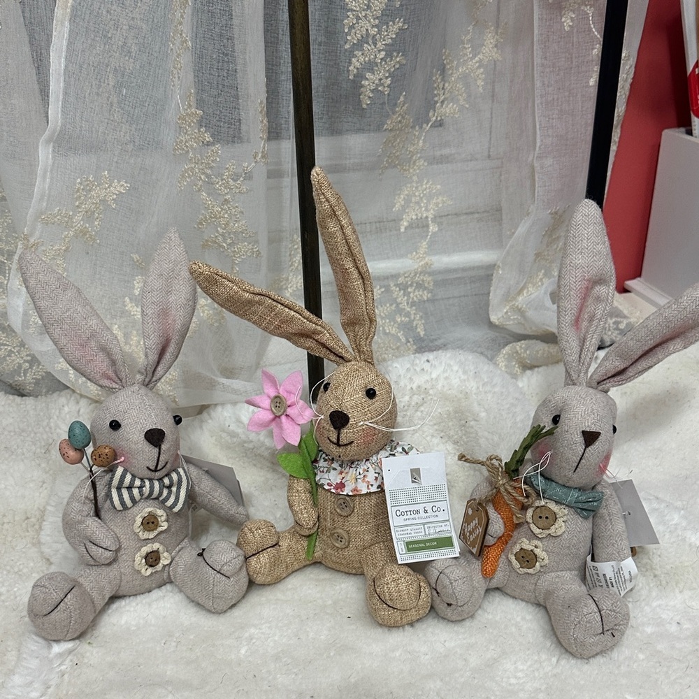 Cotton & Co. set of 3 cloth bunny decor